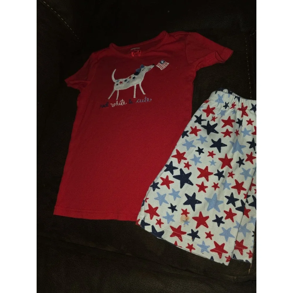 Gymboree gymmies pajamas 4th of july red white‎ and cute size 7